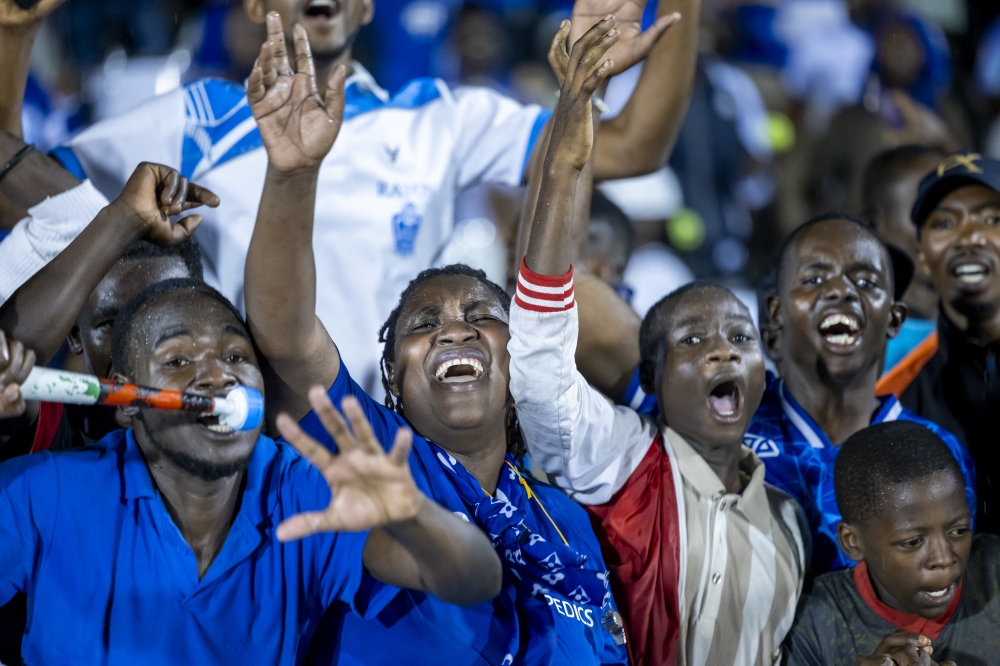 Rayon Sports fans were filled with joy and pride after their team secured a hard-fought 1-0 win over Police FC at Kigali Pele Stadium on Sunday, May 11. Rayon Sports fans were filled with joy and pride after their team secured a hard-fought 1-0 win over Police FC at Kigali Pele Stadium on Sunday, May 11.