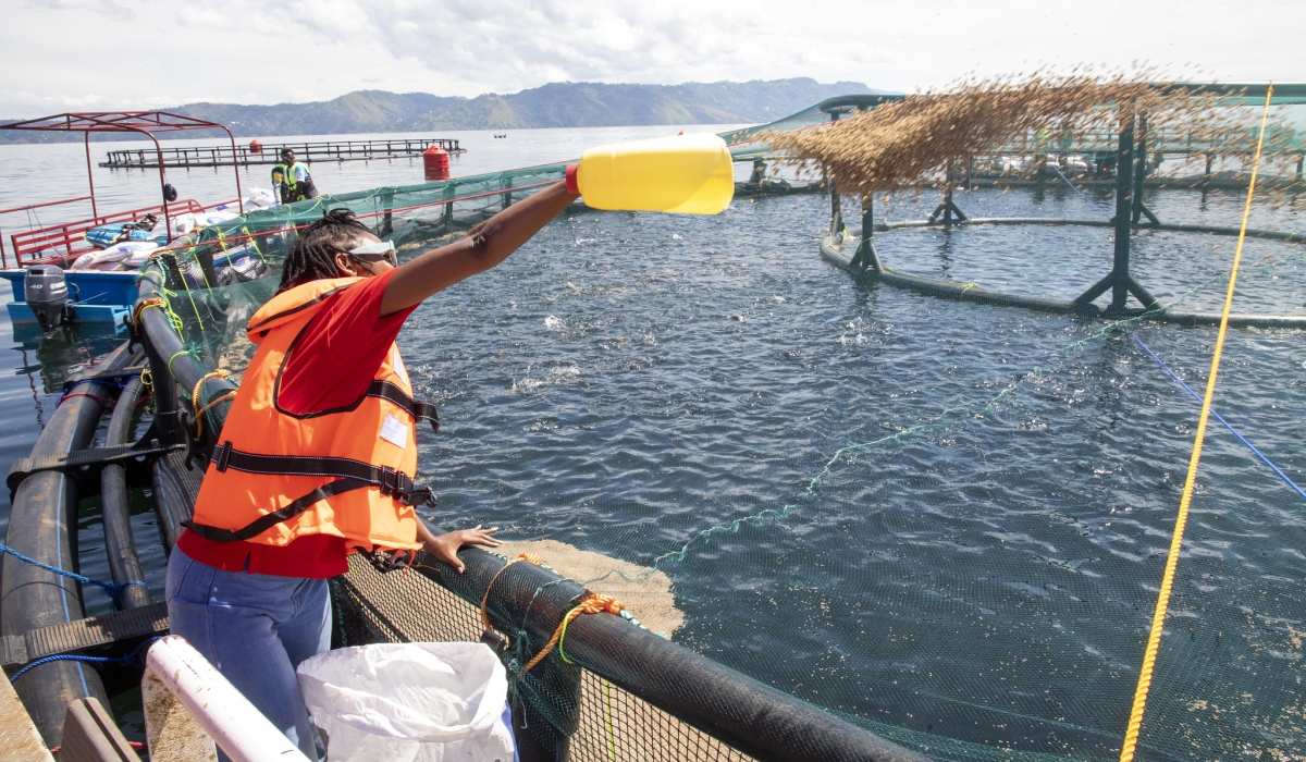 Kivu Choice, launched the first-ever 30-metre diameter fish farming cages on Lake Kivu in Nyamasheke District on Friday, May 9. Photos by Craish