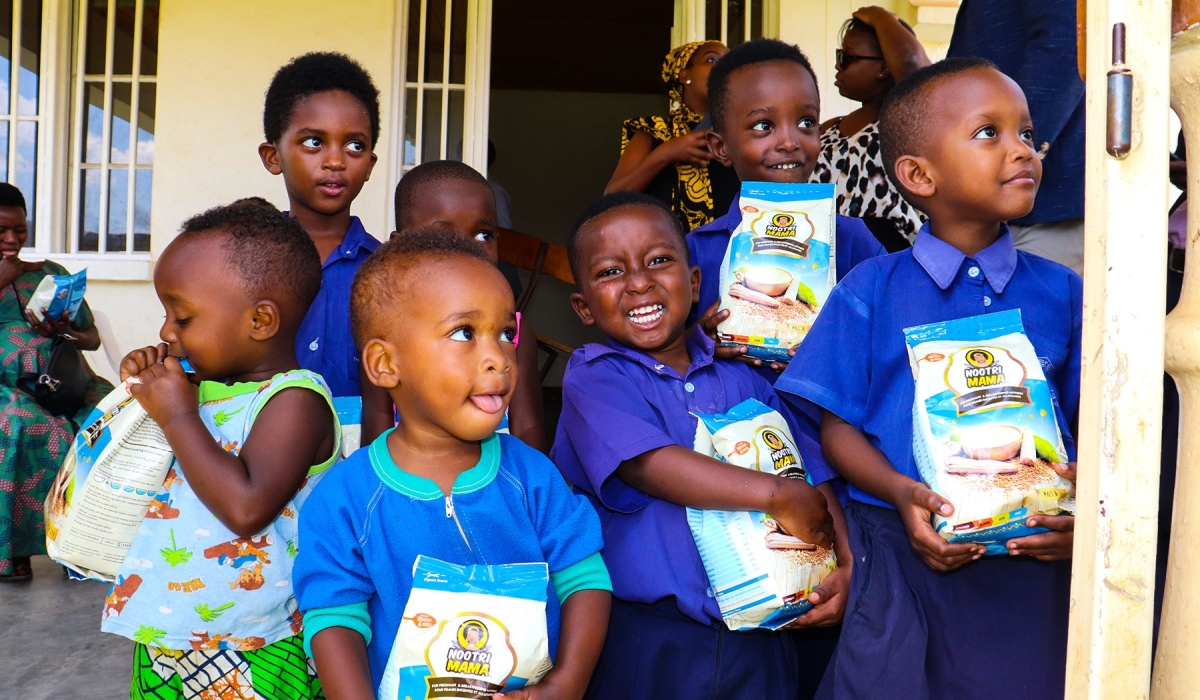 Children with Shisha Kibondo, a maize-soya fortified blend enriched with vitamins and minerals, is one of the tools in Rwanda’s fight against child malnutrition. File