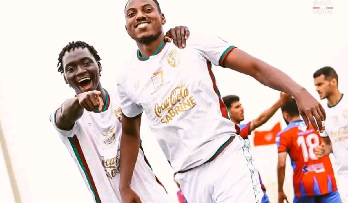 Bonheur Mugisha celebrates his goal against Tataouine in the Tunisian Ligue 1-courtesy