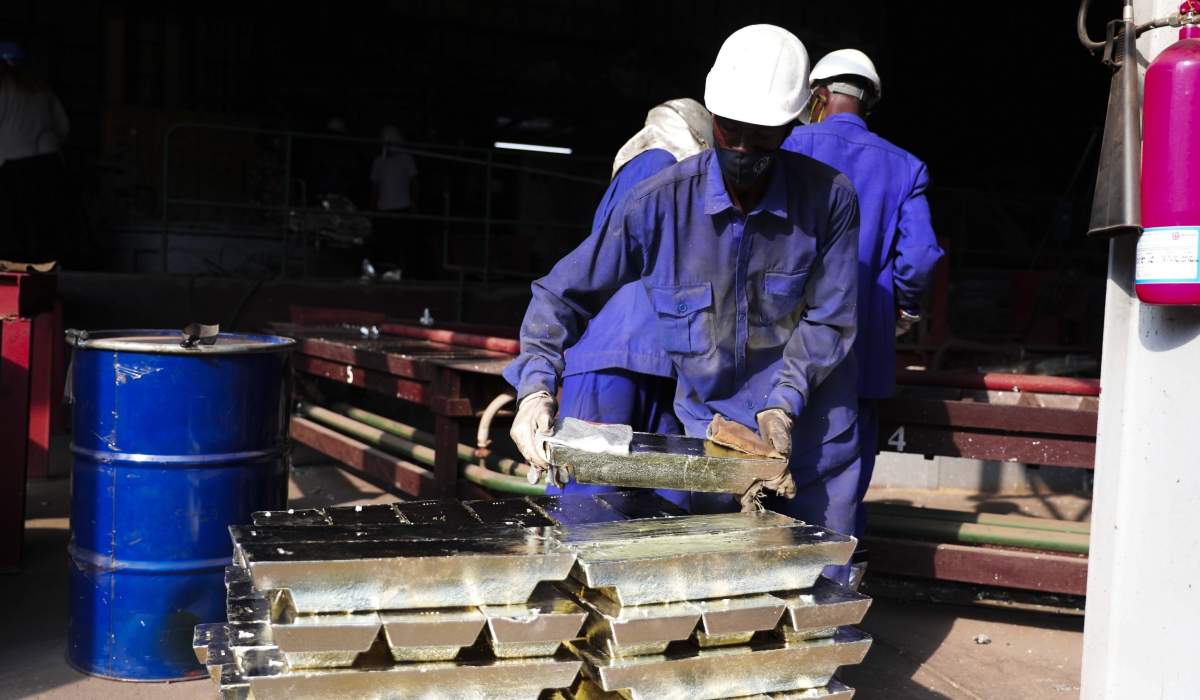 Workers at LuNa Smelter, the sole producer and exporter of tin in both Eastern and Central Africa, in Kigali. Photo by Sam Ngendahimana