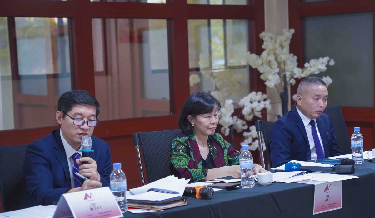From left to right Gao Zhiqiang, economic counselor at the Chinese embassy, Lin Hang, Charge d&#039;affaires, and Zhang Xiaohong, director of the political section, during the press conference on Friday, May 16. Photo by Kelly Rais