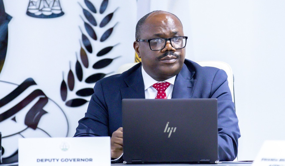 Central Bank Deputy Governor Justin Nsengiyumva during the quarterly Monetary Policy Committee (MPC) and Financial Stability Committee (FSC) press briefing on Thursday, May 15. Photos by Emmanuel Dushimimana