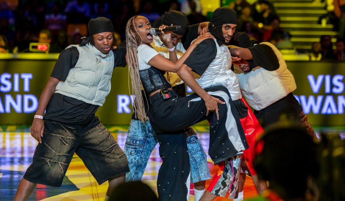 Rapper Angell Mutoni performing at APR vs MBB halftime show at BK Arena on Thursday, May 22-Olivier Mugwiza 