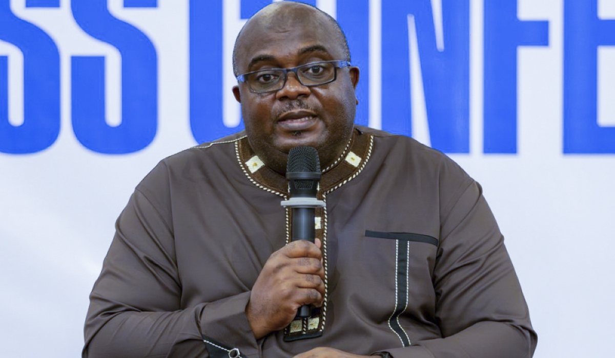 M23 rebel leader Bertrand Bisimwa, addresses journalists in Goma, on Sunday, May 25. Courtesy