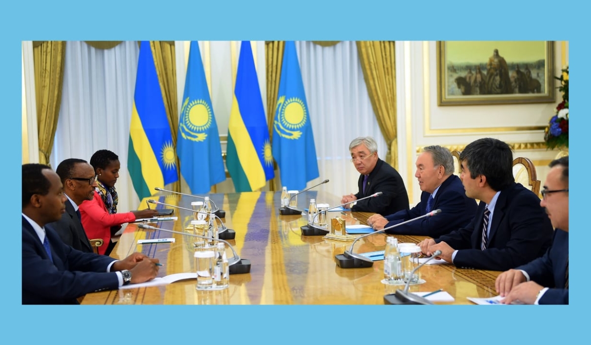 In September 2015, President Paul Kagame met with then-Kazakh President Nursultan Nazarbayev. Courtesy of Kazakh Presidency