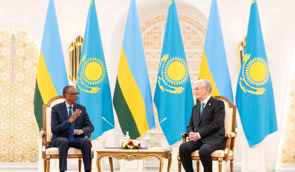 President Kagame and President Kassym-Jomart Tokayev during a tête-a-tête discussions at the Aqorda Presidential Palace in Astana on Wednesday, May 28. Photo by Village Urugwiro