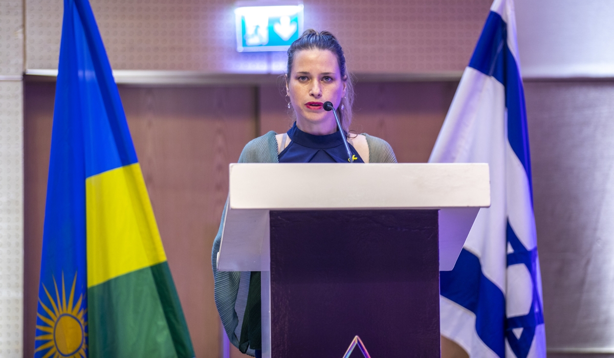 Einat Weiss, the Ambassador of Israel envoy to Rwanda, delivers her remarks during the celebration of the 77th anniversary of her country&#039;s independence in Kigali, on May 29. All Photos by Craish Bahizi.