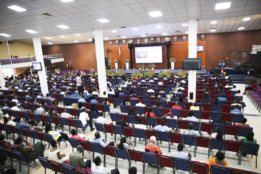 Believers during a congregation at Zion Temple Celebration Centre in Kigali. File