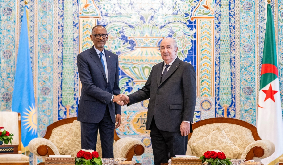  President Paul Kagame and his host, President Abdelmadjid Tebboune of Algeria during their meeting on Tuesday, June 3. PHOTOS BY VILLAGE URUGWIRO