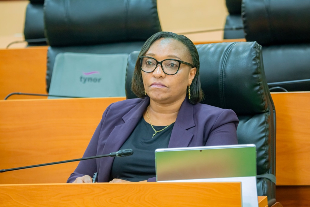 Minister of Environment Valentine Uwamariya during a session with the Senate Committee on Economic Development and Finance on Tuesday, June 3. Photo Courtesy