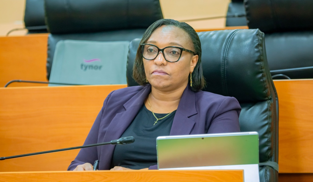 Minister of Environment Valentine Uwamariya during a session with the Senate Committee on Economic Development and Finance on Tuesday, June 3. Photo Courtesy