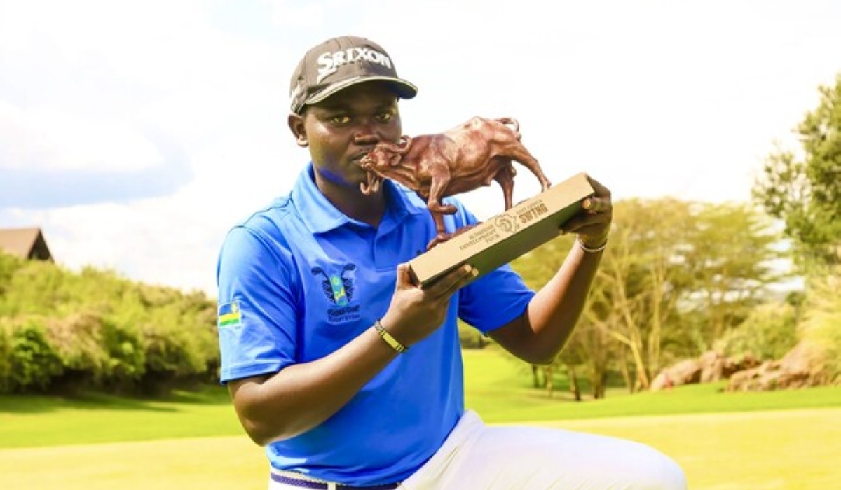 Nsanzuwera with his award after finishing second at the tournament.