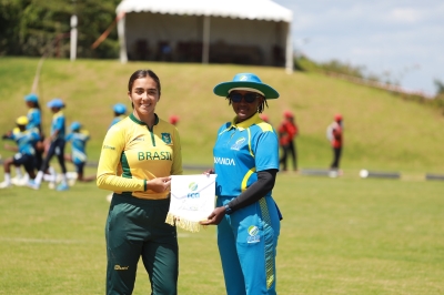 The women’s national cricket team  marked 8-run win over Brazil at Gahanga Cricket Stadium at the Kwibuka Women’s T20 Tournament on Tuesday, June 10. Courtesy