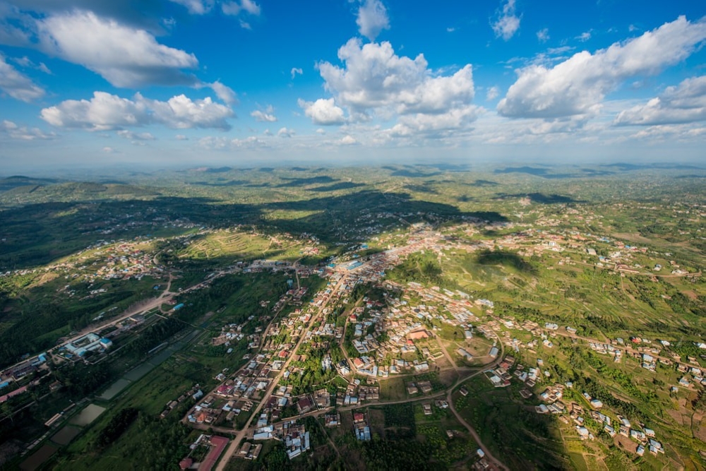 An aerial view of Ruhango business and residential area in Southern Province. Ruhango has unveiled a detailed land use master plan to be implemented until 2050