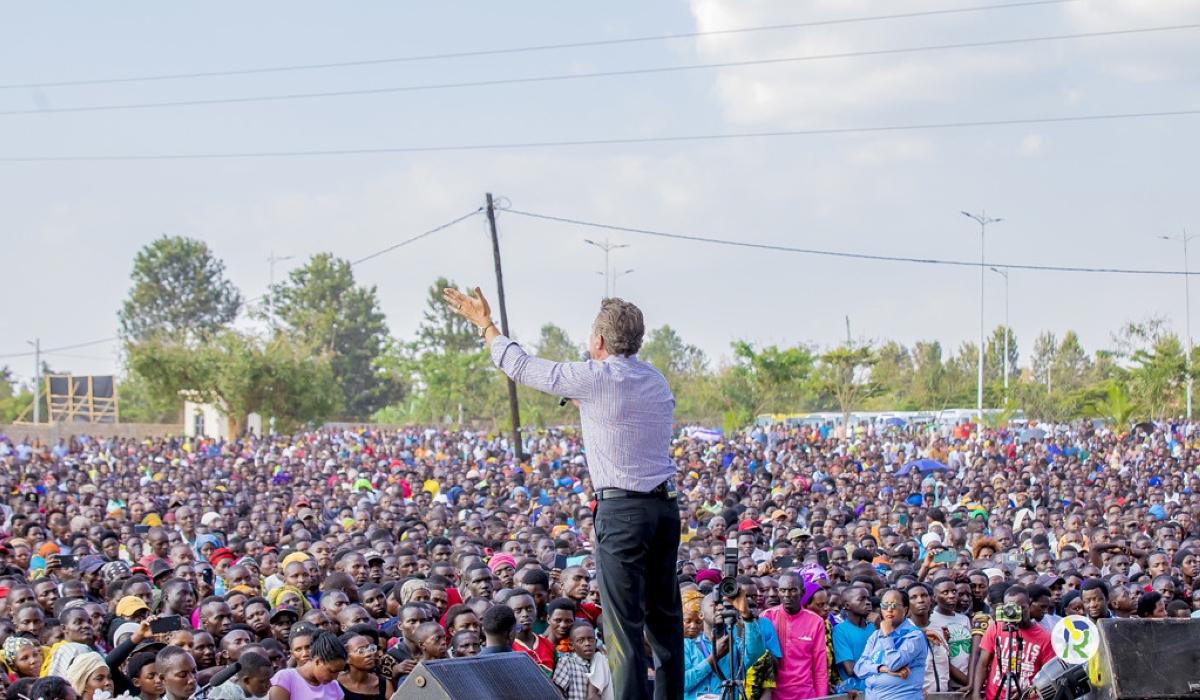 A foreign preacher delivers sermons during &#039;A Light to the Nations&#039; crusade in  Bugesera on July 14, 2023. Photo by Inyarwanda