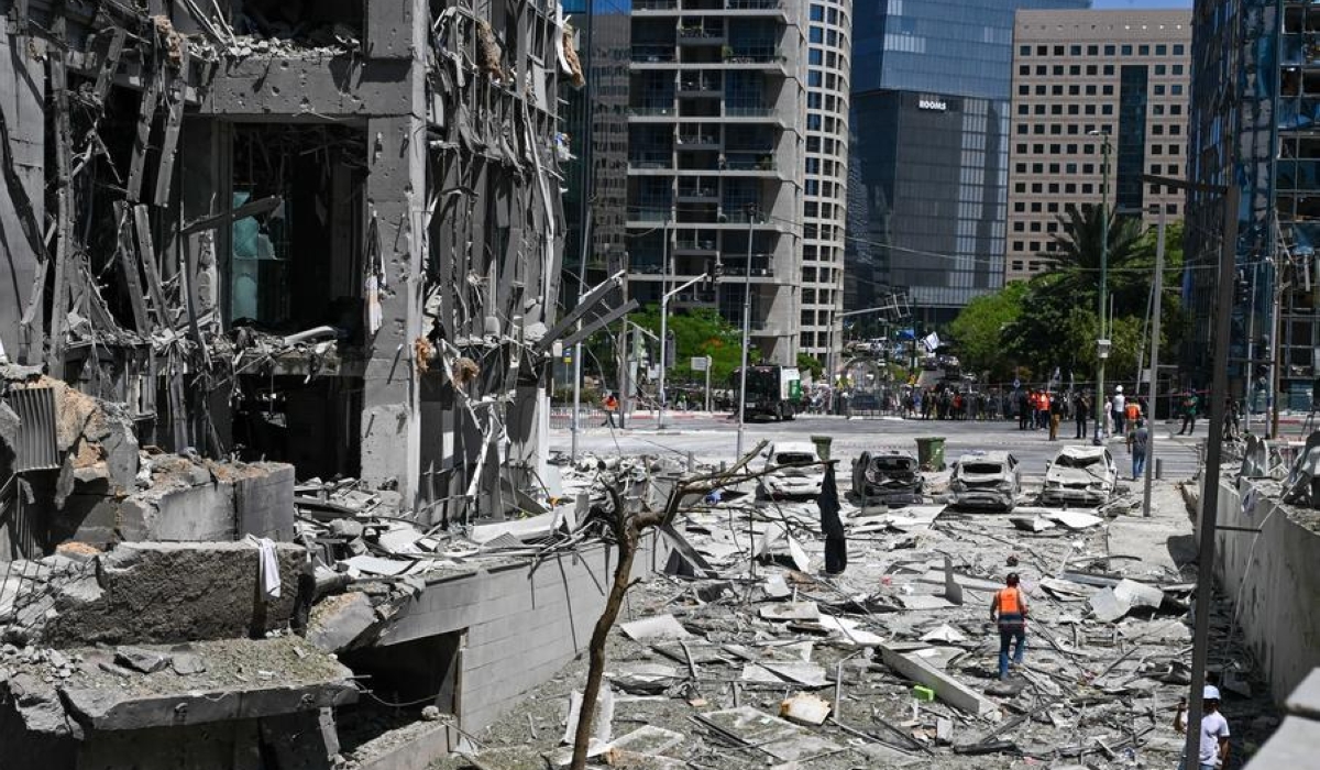 This photo taken on June 19, 2025 shows damaged buildings in Ramat Gan, Israel due to a missile fired from Iran. (Yossi Zeliger/JINI via Xinhua)