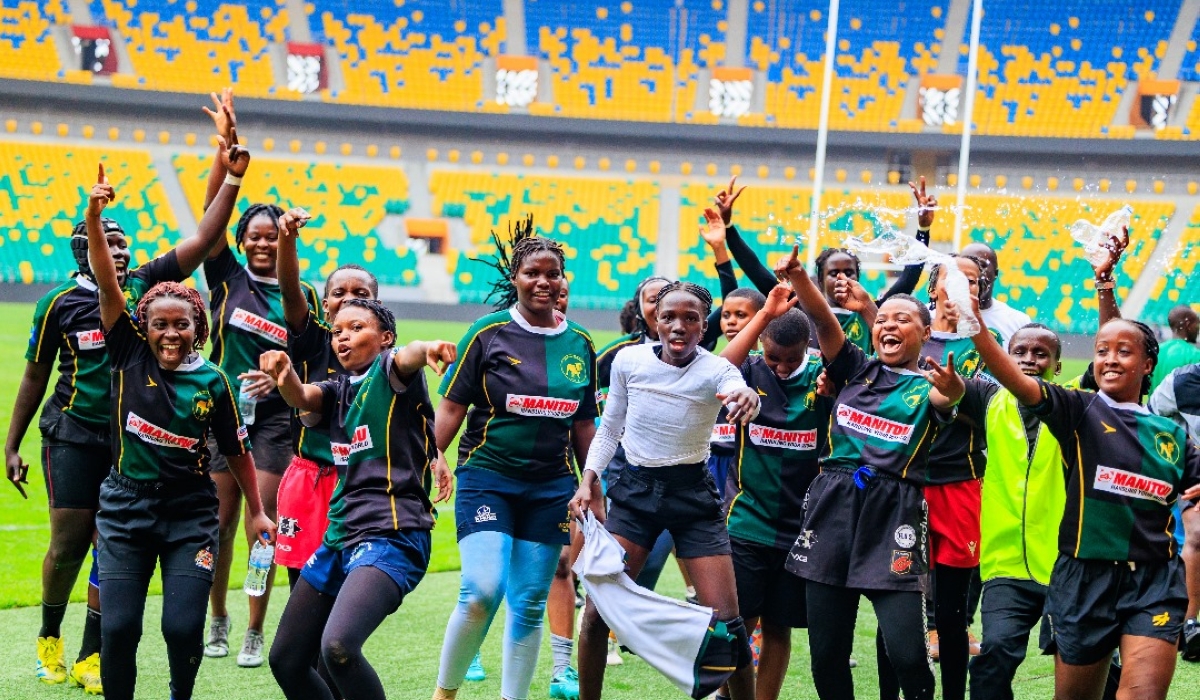 1000 Hills Rugby  women&#039;s team celebrating after securing the 11th edition of Rugby Genocide Memorial Tournament-courtesy