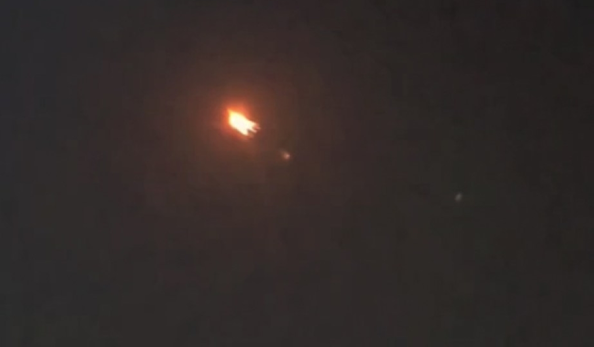 A screen grab taken from a video shows missiles over Doha, Qatar after Iran launched an operation targeting a U.S. base in Qatar on June 23, 2025. [Photo by Anadolou Agency)