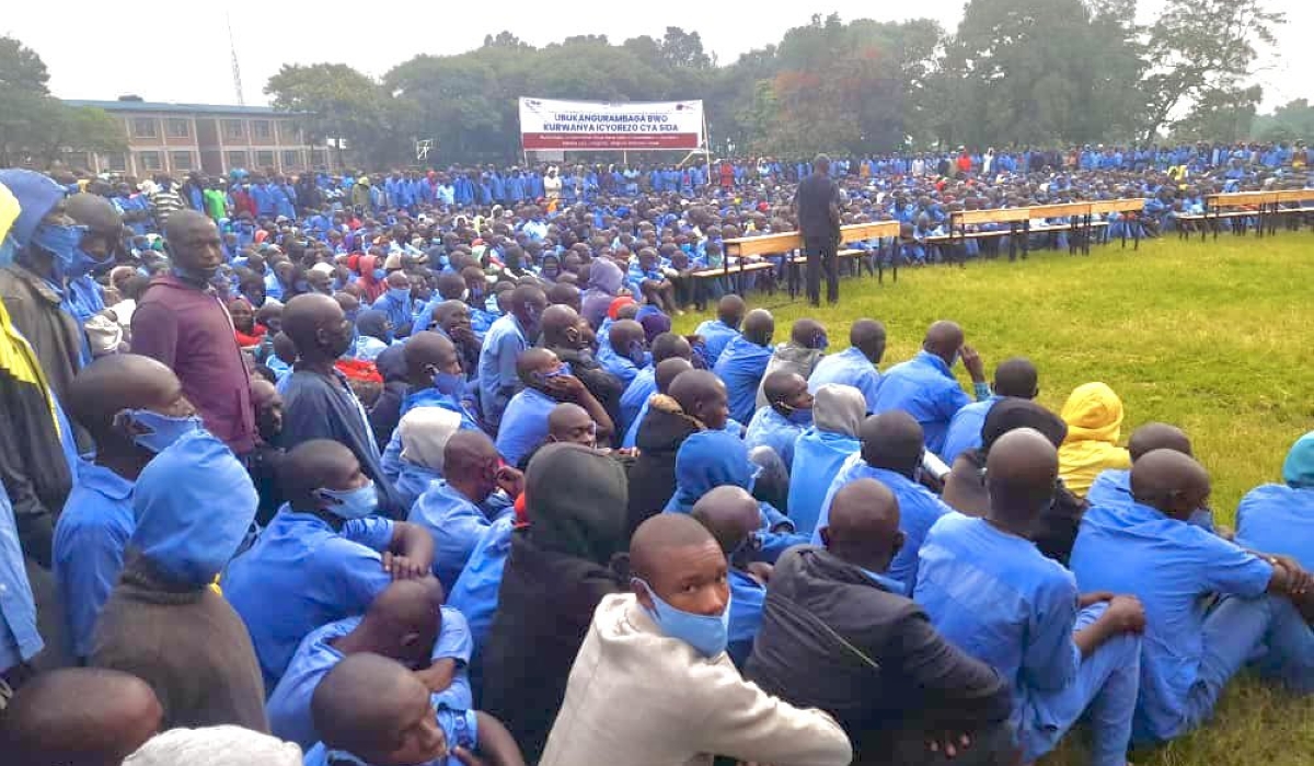Some of over 4000 youths under rehabilitation at Iwawa in Rutsiro District. Courtesy