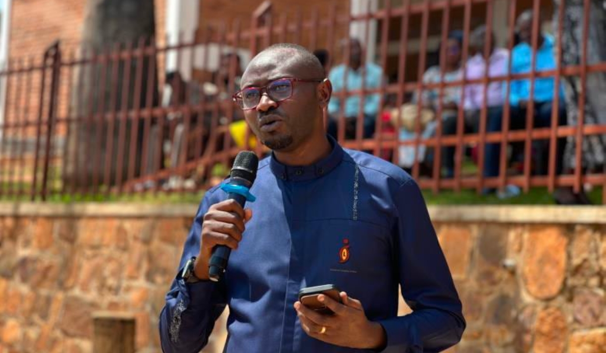 Isaïe Muhoza – Ag. CEO Sonarwa Life speaking to parents at Les Hirondelles de Don Bosco on Education Life Insurance.