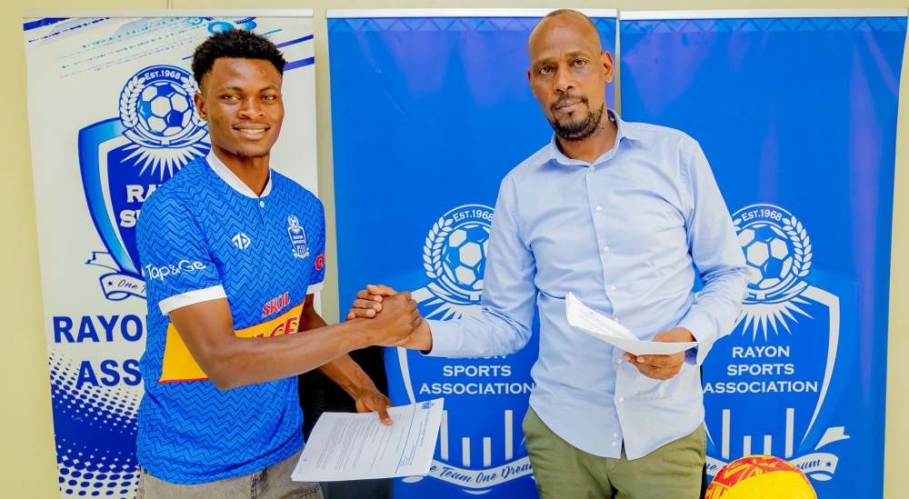 Burundian midfielder Gloire Tambwe (L) was unveiled as new Rayon Sports player after penning a two-year deal-courtesy