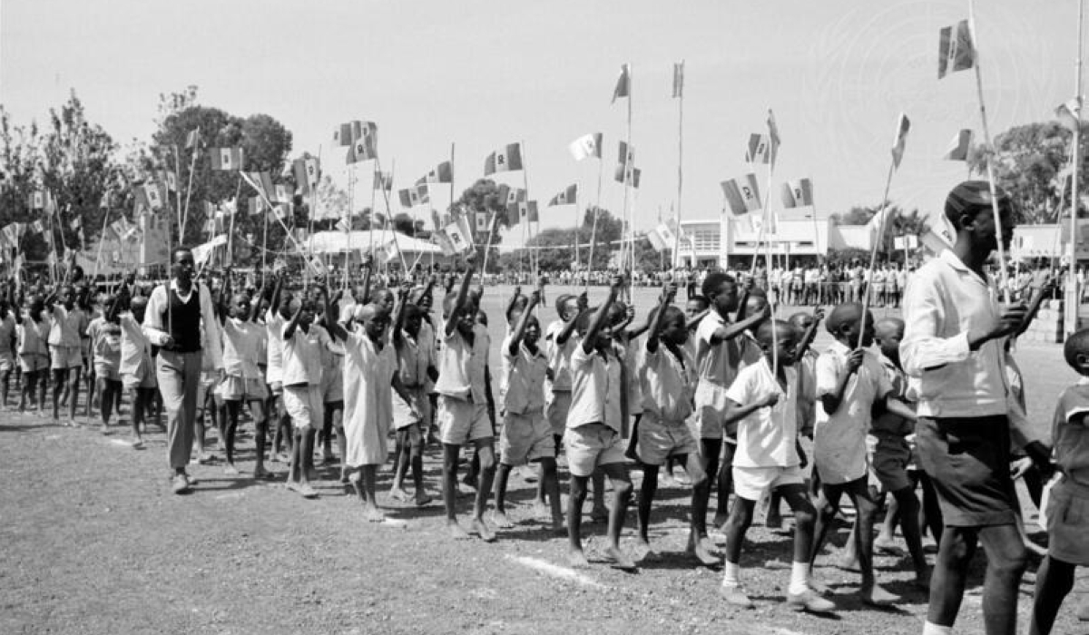 Students march during the celebration of independance of Rwanda that was approved in 1962