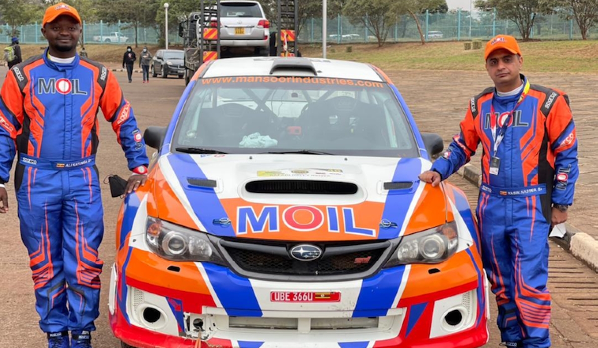 Ugandan driver Yasin Nasser (R) and his co-driver Ali Katumba shift their quest of ARC 2025 to Rwanda topping the rankings ahead of the likes of Nikhil Sachania and Carl Tundo -courtesy
