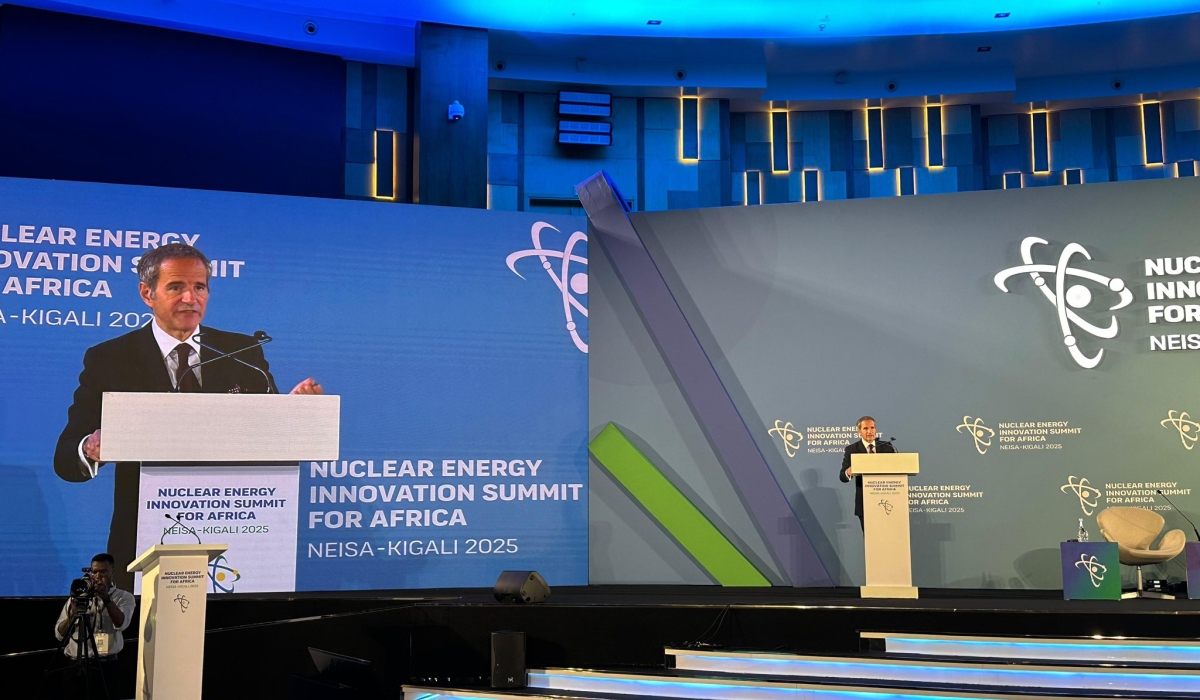 The Director General of the International Atomic Energy Agency (IAEA), Rafael Mariano Grossi, delivers his remarks at Nuclear Energy Innovation Summit for Africa (NEISA) in Kigali on July 1.