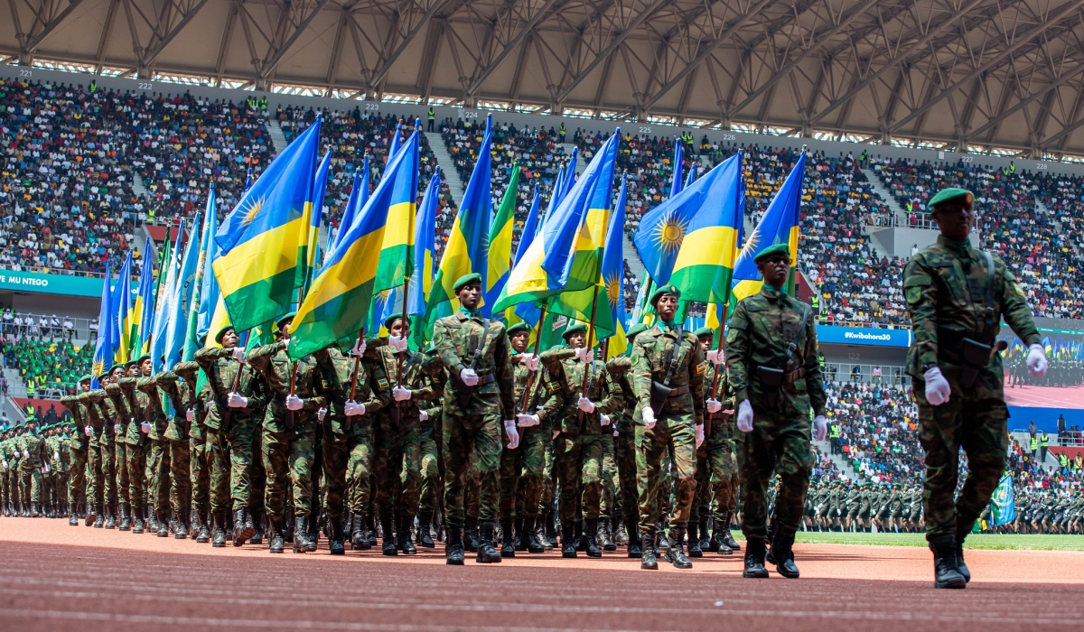 A military parade during the celebration of Kwibohora 30 at Amahoro Stadium on July 4, 2024. Photo by Dan GATSINZI