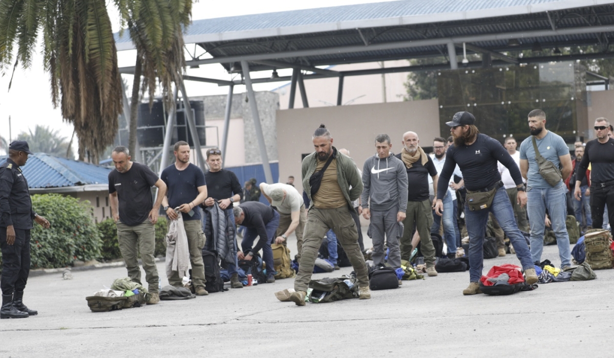Close to 300 European mercenaries surrendered to M23 rebels and were allowed to cross into Rwanda before they were facilitated to take flights to their countries on Wednesday, January 29. Courtesy