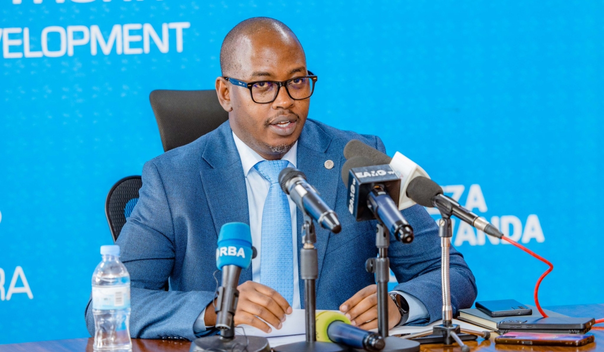 RRA Commissioner General Ronald Niwenshuti speaks at the press conference on tax collection performance and compliance improvement plan, on Tuesday, July 8, in Kigali (courtesy)