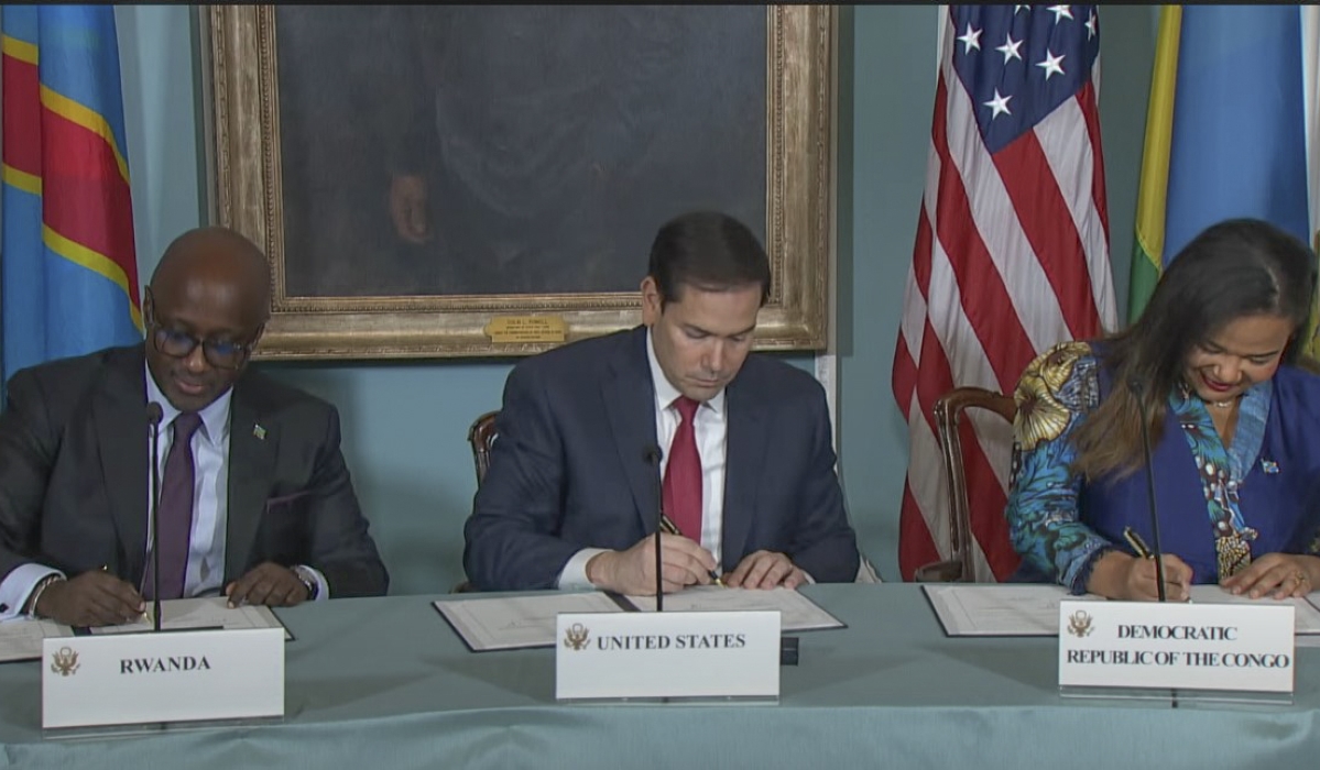 The agreement was inked by Foreign Minister Olivier Nduhungirehe of Rwanda and his Congolese counterpart Therese Kayikwamba Wagner and was witnessed by US Secretary of State Marco Rubio.