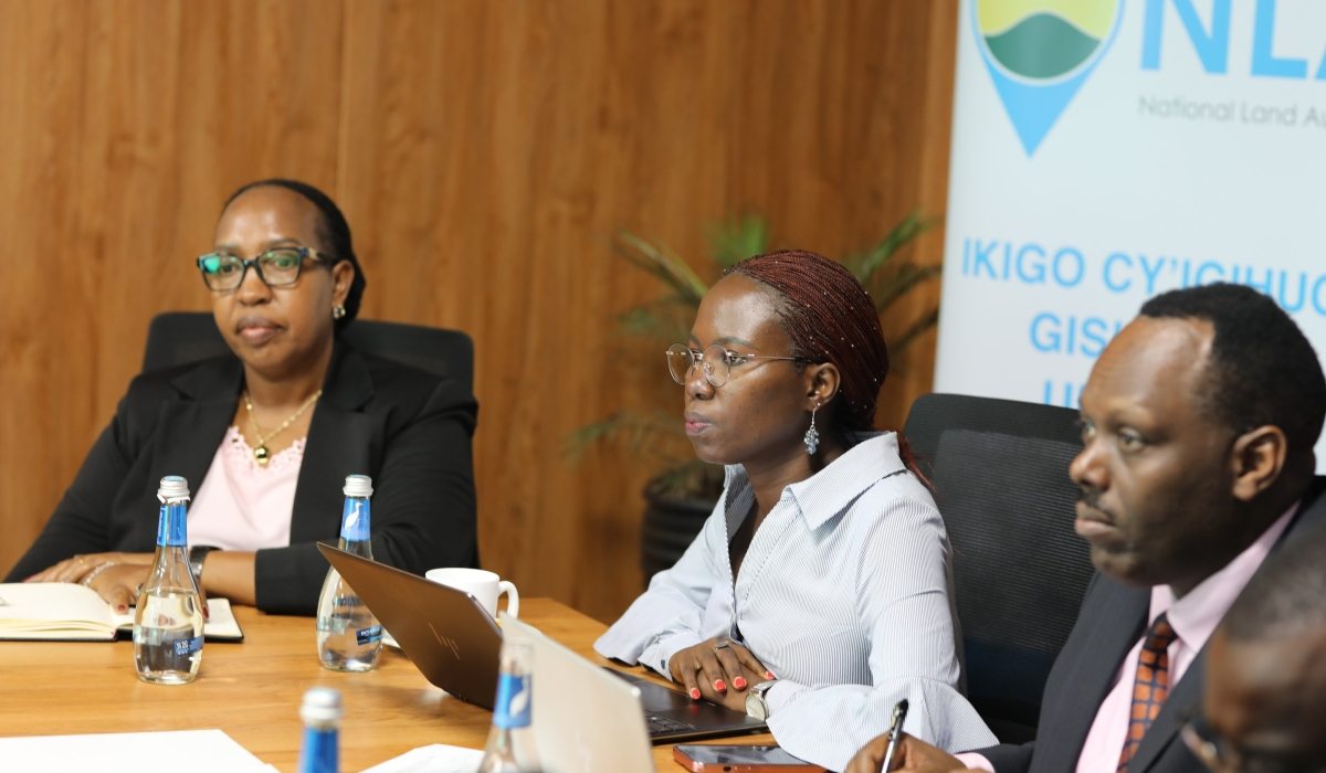 Marie-Grace Nishimwe, Director General and Chief Registrar of Land Titles during a launch of a digital platform designed to transform the way land disputes are addressed. Courtesy