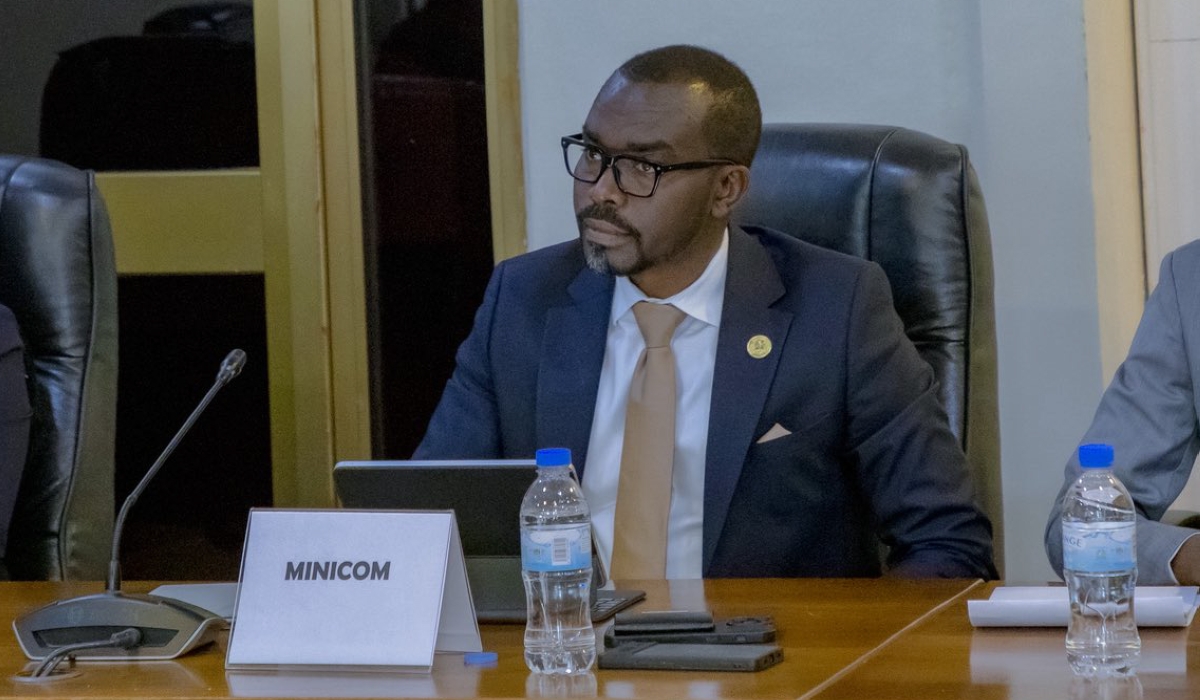 Minister of Trade and Industry, Prudence Sebahizi, during his presentation at the Parliament on July 10. Courtesy