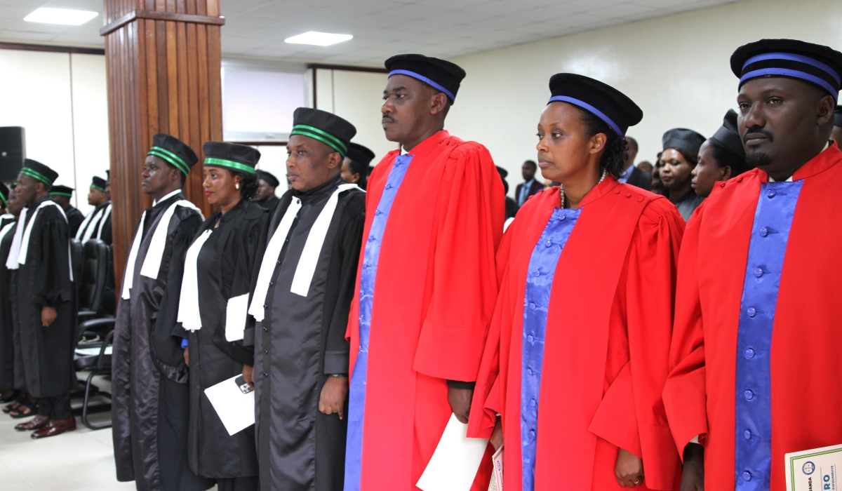 Some of the newly appointed judges and court registrars during the swearing-in ceremony on Friday, July 11