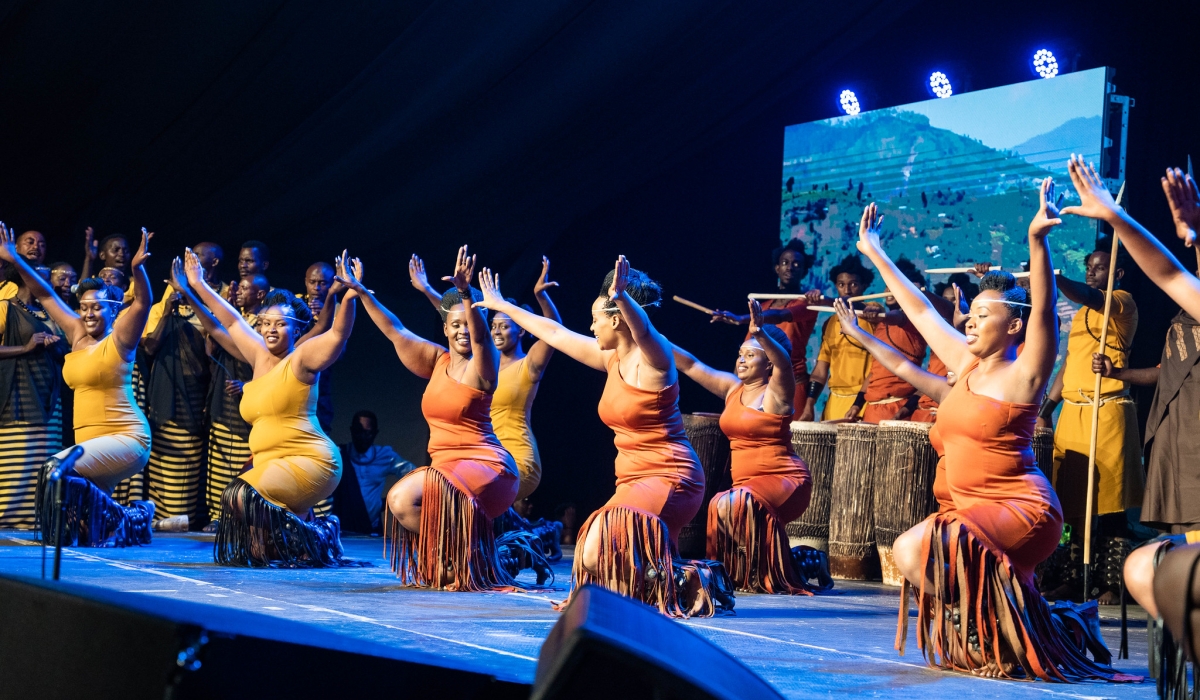 Rwanda’s premier cultural troupe, Inganzo Ngari, performed during a concert in Kigali. Photo by Craish Bahizi.