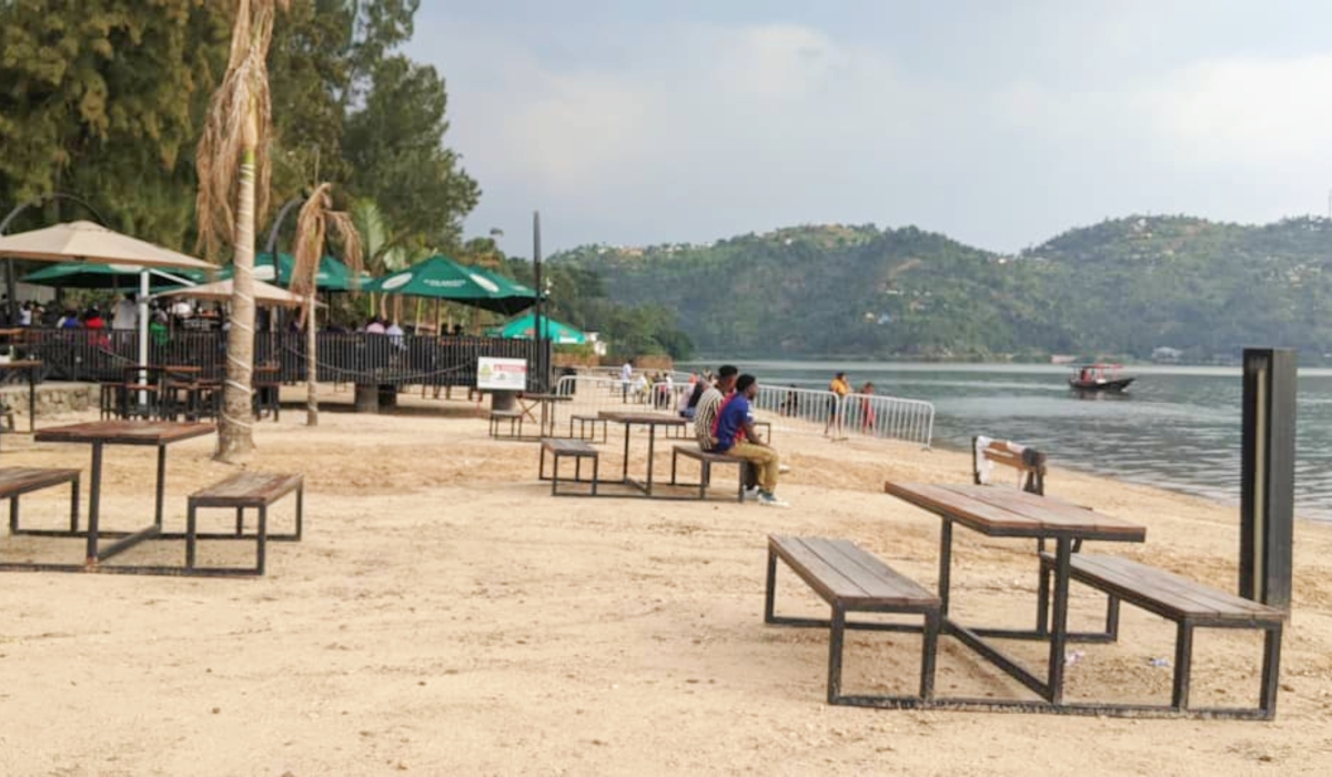 A view of a man-made sand beach at the shores of Lake Kivu, in Rubavu town. Photo by Germain Nsanzimana