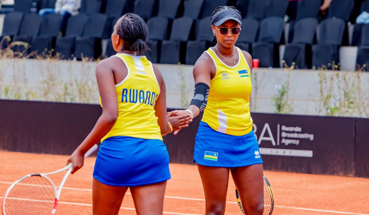 Sonia Tuyishime (L) and Olive Tuyisenge contributed to Rwanda 3-0 win over Congo Republic on opening day of Billie Jean King Cup Africa Group IV on Monday, July 14-courtesy