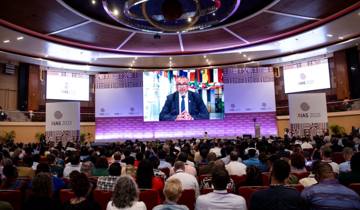 World Health Organization (WHO) Director General Dr. Tedros Adhanom Ghebreyesus virtually delivers his remarks at the conference. All photos by Dan Gatsinzi