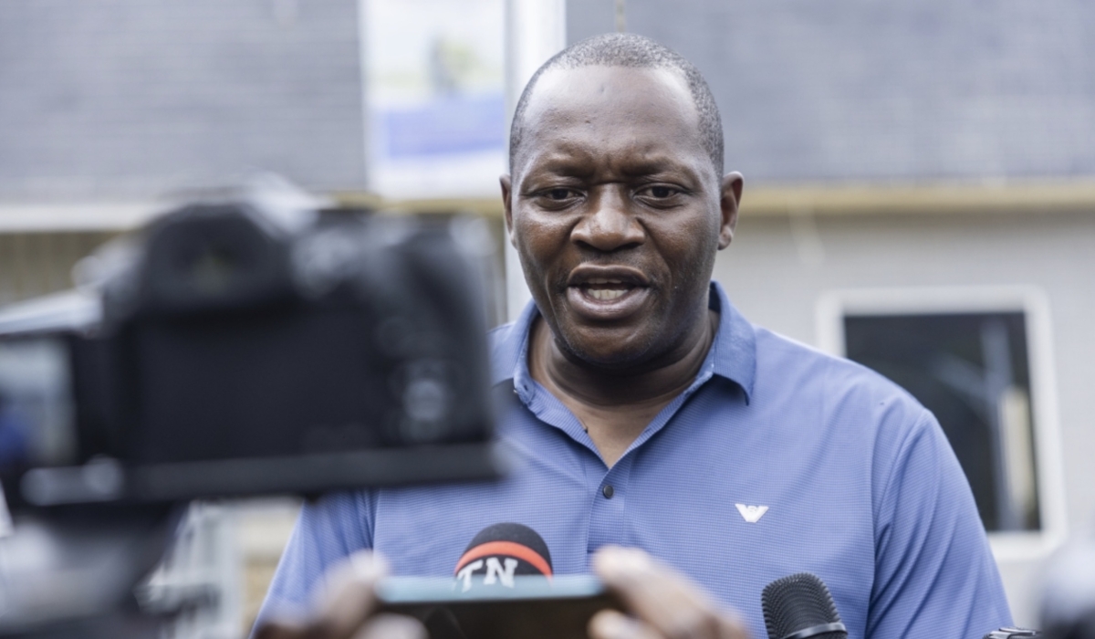 Lawrence Kanyuka, spokesperson of AFC-M23 rebels, during a past interview with reporters in Bukavu. PHOTO BY OLIVIER MUGWIZA