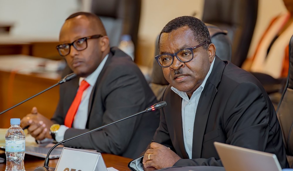 Vincent Munyeshyaka, Chief Executive Officer of the Business Development Fund (BDF), delivers a presentation before the Parliament’s Public Accounts Committee (PAC) on July 15. Courtesy photo