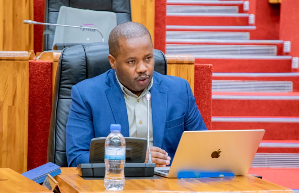 Samuel Dusengiyumva, the Mayor of the City of Kigali, speaks to Members of Parliament on July 15. Courtesy