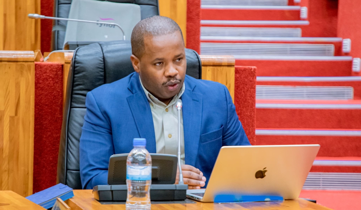 Samuel Dusengiyumva, the Mayor of the City of Kigali, speaks to Members of Parliament on July 15. Courtesy