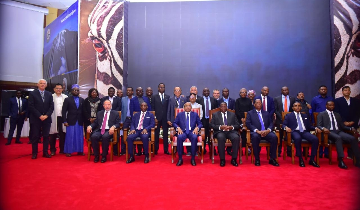 Delegates pose for a group photo during the Pan-African Media Councils Summit held on July 14 in Arusha, Tanzania.