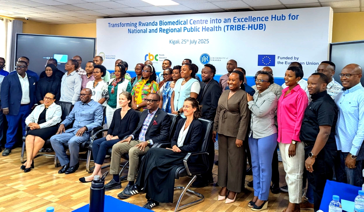 Officials from Rwanda&#039;s Biomedical Centre and participants posed for a group photo during the event held in Kigali on Friday, July 25.