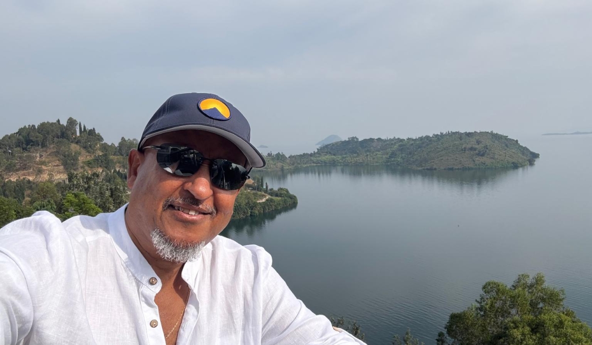 Dr. Menghis Bairu captures a quiet moment overlooking Lake Kivu during a weekend stay at Cleo Hotel in Western Rwanda
