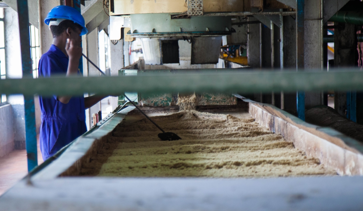 A worker on duty at Kabuye Sugar Plant Factory. The government is exploring ways to boost domestic sugar production and reduce reliance on imports, according to the Ministry of Trade and Industry. File photo.
