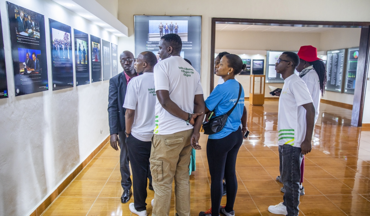 Visitors touring the museum in Nyanza which preserves the legacy of King Mutara III Rudahigwa and Rwanda’s journey toward self-reliance. Photo by Craish Bahizi
