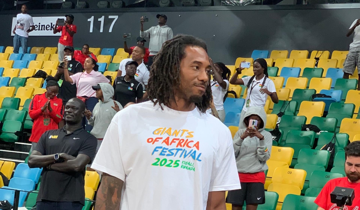 Kawhi Leonard at BK Arena to greet some of the youngsters taking part in the Giants of Africa camp. Courtesy